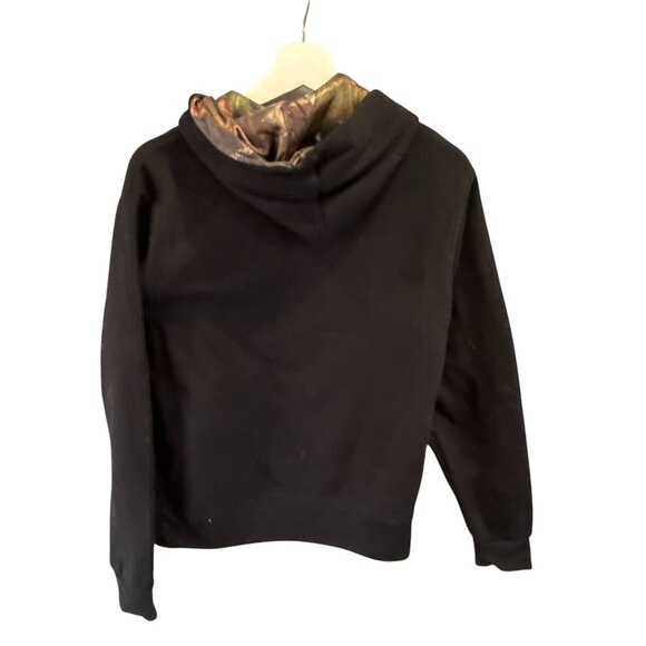 Mossy Oak Hoodie Medium Black Camo Hood American Flag Pullover Sweatshirt Sz M - Picture 7 of 10